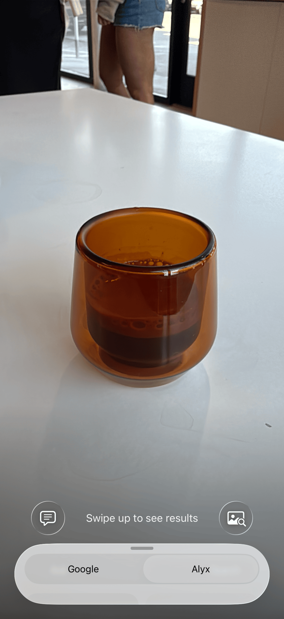 Alyx Visual Lookup integration on iPhone for identifying and logging caffeinated drinks